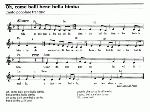 OH COME BALLI BENE BELLA BIMBA Sheet music