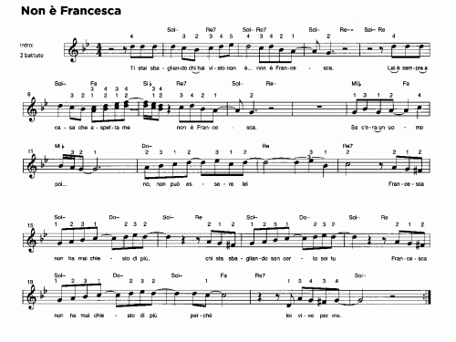 NON È FRANCESCA Lucio Battisti Sheet music