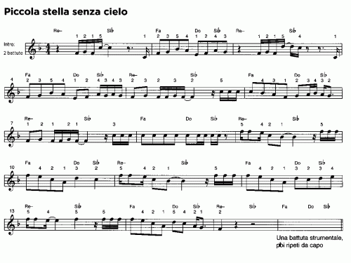 PICCOLA STELLA SENZA CIELO Sheet music