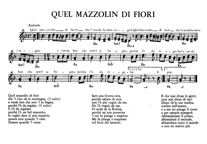 Quel Mazzo Di Fiori.Quel Mazzolin Di Fiori Sheet Music Guitar Chords Lyrics