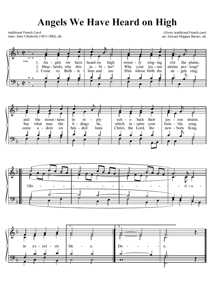 ANGELS WE HAVE HEARD ON HIGH Choral Sheet music | Easy Sheet Music