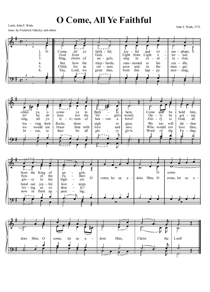 O COME ALL YE FAITHFUL Choral Sheet music | Easy Sheet Music