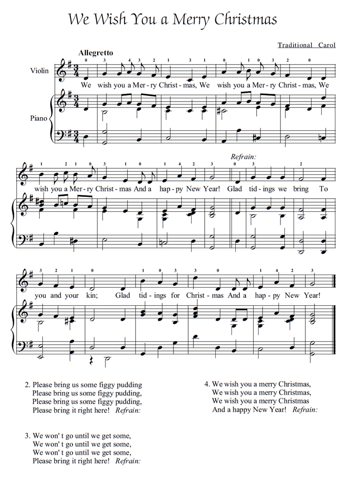 Marinero fusible Musgo WE WISH YOU A MERRY CHRISTMAS Piano Sheet music | Easy Sheet Music