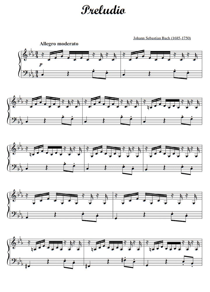 basura escotilla Templado PRELUDIO Bach Piano Sheet music | Easy Sheet Music