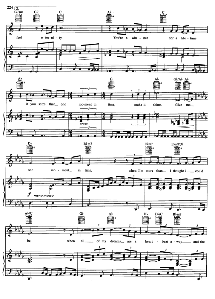 objetivo Ejecutable Controversia ONE MOMENT IN TIME Piano Sheet music | Easy Sheet Music