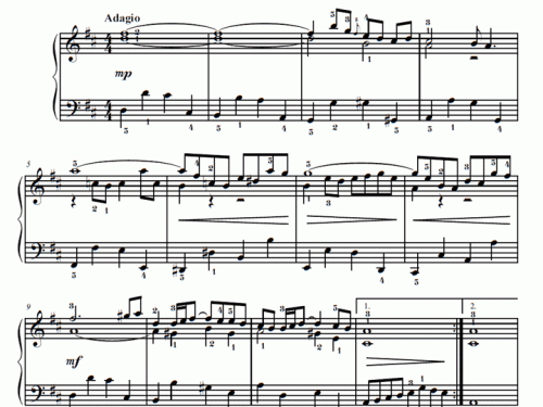 AIR IN D MAJOR Bach Easy Piano Sheet music