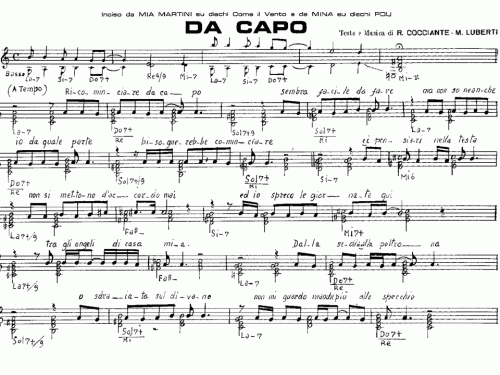 Mia Martini DA CAPO Sheet music