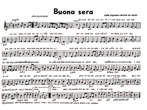 Dean Martin BUONA SERA SIGNORINA Sheet music