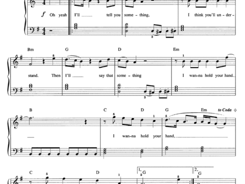 I WANT TO HOLD YOUR HAND Easy Piano Sheet music