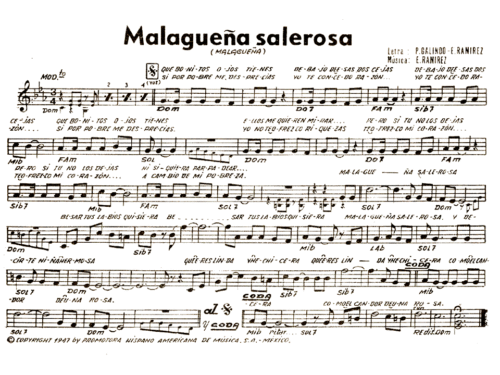 Placido Domingo MALAGUENA SALEROSA Sheet music