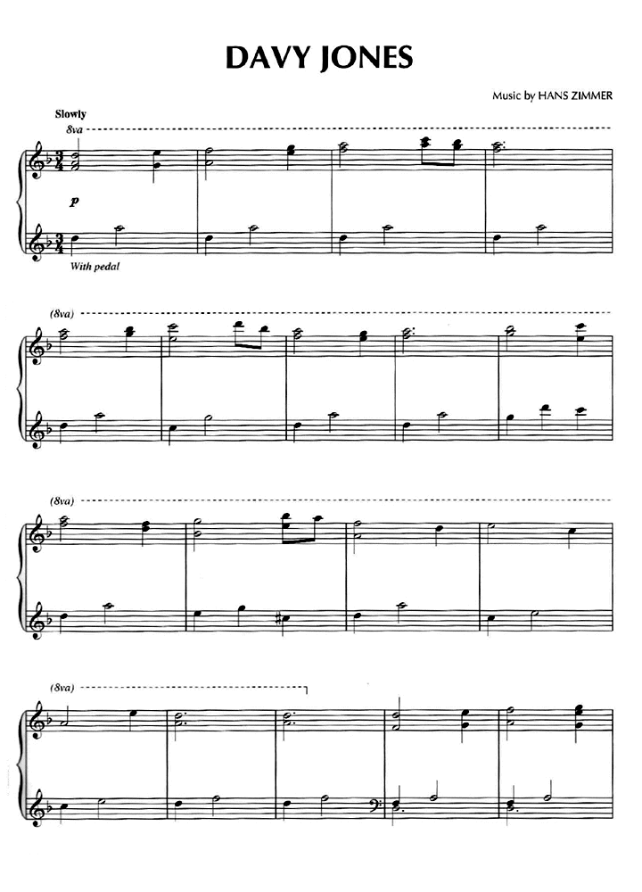 DAVY JONES'S THEME Piano music | Easy Sheet Music