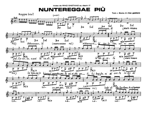 Rino Gaetano NUNTEREGGAE PIÙ Sheet music