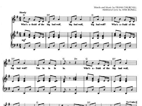 WHO’S AFRAID OF THE BIG BAD WOLF Piano Sheet music