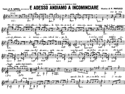 E ADESSO ANDIAMO A INCOMICIARE Sheet music