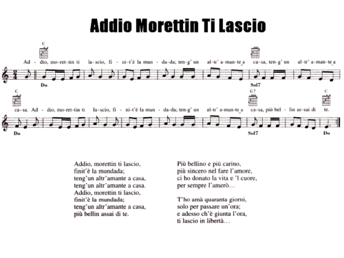 ADDIO MORETTIN TI LASCIO Sheet music