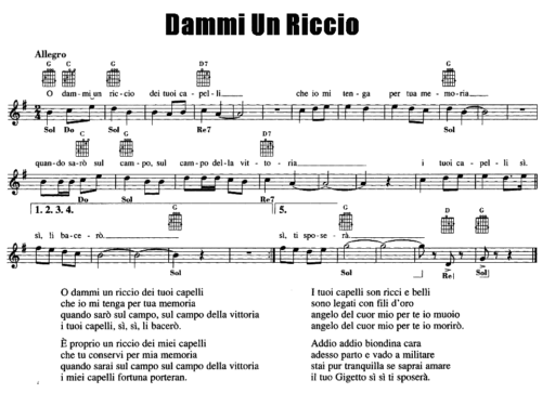 Orietta Berti DAMMI UN RICCIO Sheet music