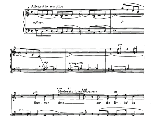 George Gershwin SUMMERTIME Piano Sheet music