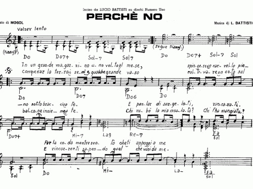 Lucio Battisti PERCHÈ NO Sheet music